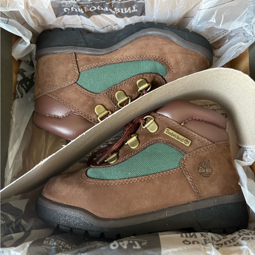 Timberland Beef & Broccoli (Brown/Olive Green) Toddler Field Boots Size 10